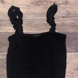 Forever 21 Black Ruffled Strap Top